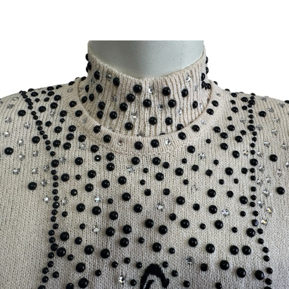 Vintage Antonella Preve Beaded Leopard Sweater Rhinestone Embellished Size Small - Picture 4 of 14